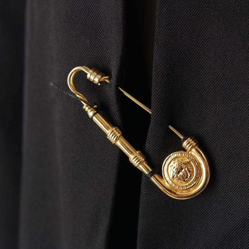 VERSACE 1994ss Medusa Safety Pin Wool Jacket Suit Black 50