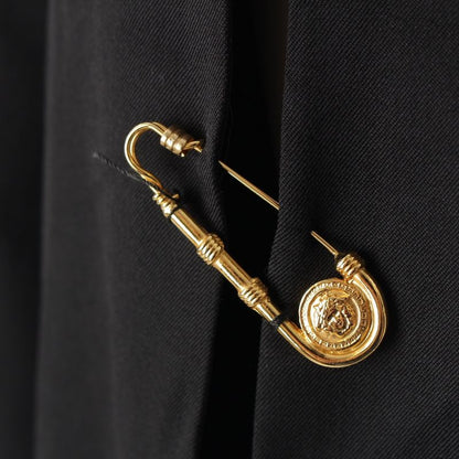 VERSACE 1994ss Medusa Safety Pin Wool Jacket Suit Black 50