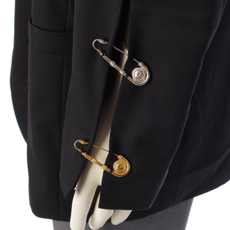 VERSACE 1994ss Medusa Safety Pin Wool Jacket Suit Black 50