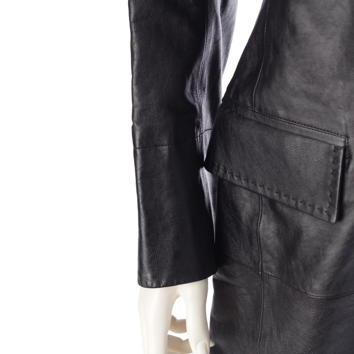 Louis Vuitton 22 SS Leather Long Coat Outerwear NJ4 Fmlc97 Black 34