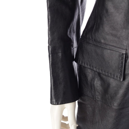Louis Vuitton 22 SS Leather Long Coat Outerwear NJ4 Fmlc97 Black 34
