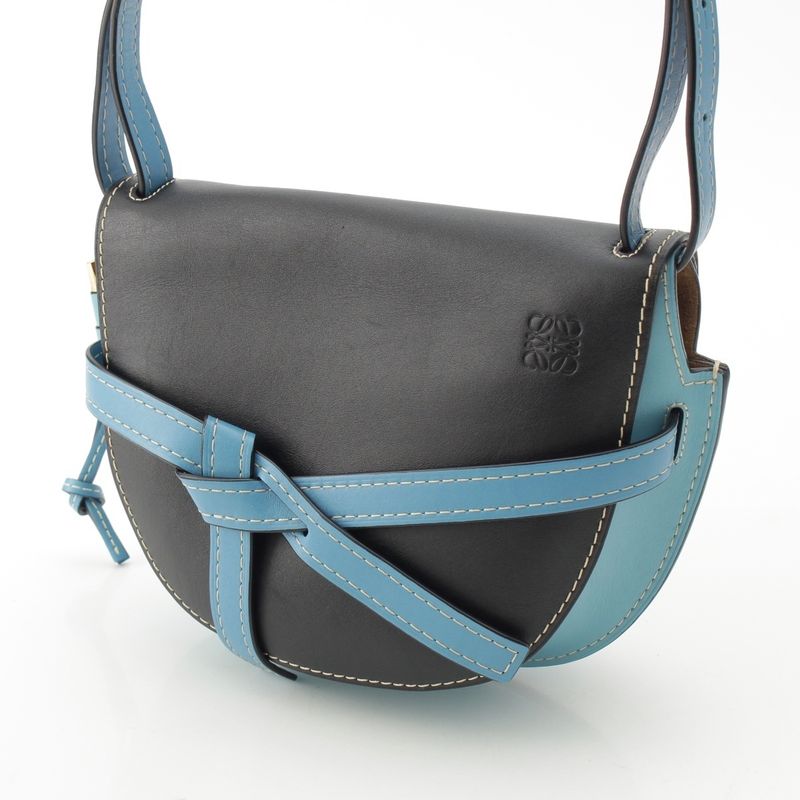 LOEWE Leather Gate Dual Small Anagram Shoulder Bag 321.54t20 Blue-×black