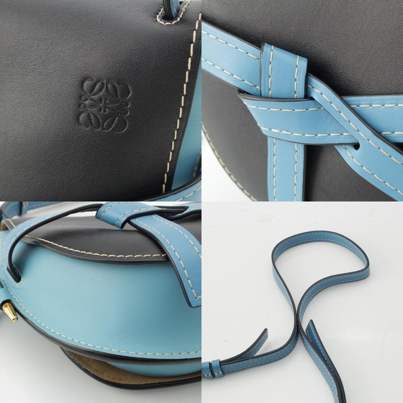 LOEWE Leather Gate Dual Small Anagram Shoulder Bag 321.54t20 Blue-×black