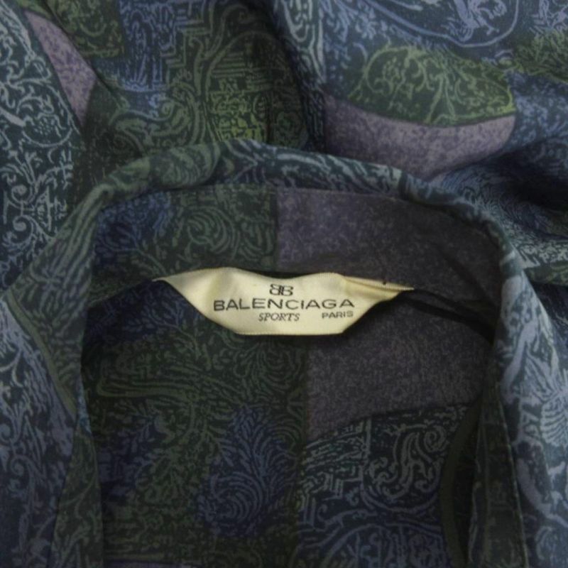 BALENCIAGA Sport Vintage Allover Pattern Shirt Long Sleeve Navy - M