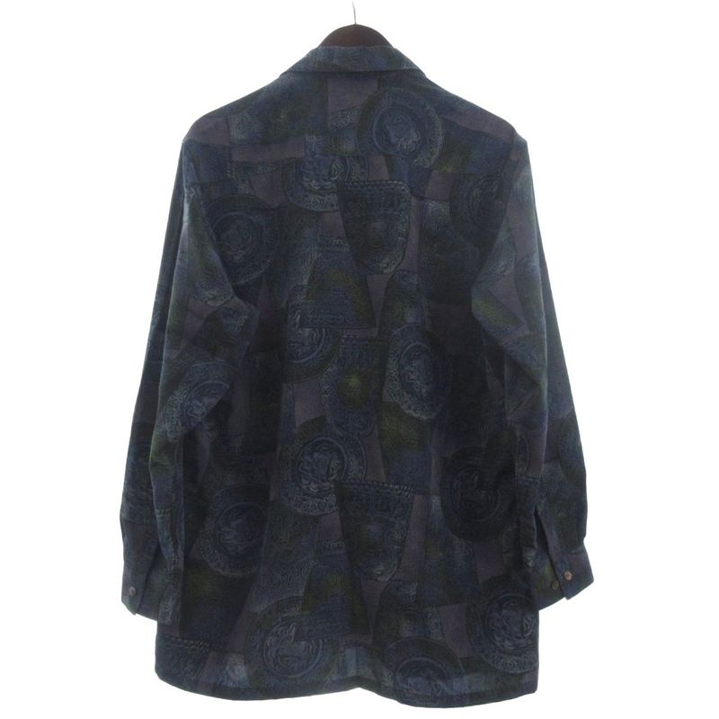 BALENCIAGA Sport Vintage Allover Pattern Shirt Long Sleeve Navy - M