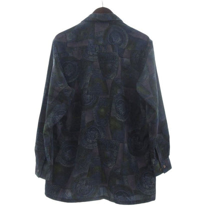BALENCIAGA Sport Vintage Allover Pattern Shirt Long Sleeve Navy - M