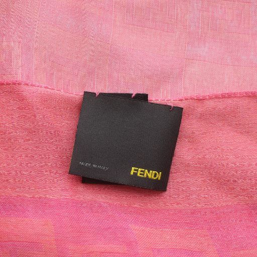 FENDI Shawl Scarf Light Hand Silk FF Logo All Over Pattern Pink XZ • GY18