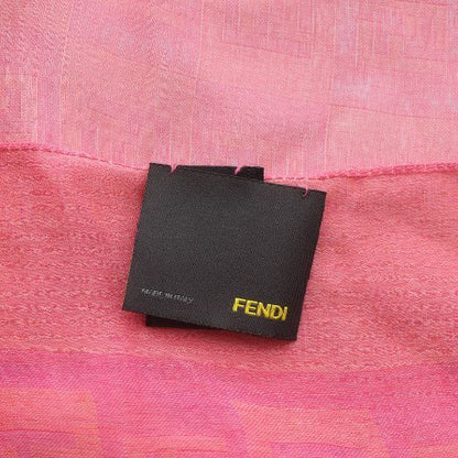 FENDI Shawl Scarf Light Hand Silk FF Logo All Over Pattern Pink XZ • GY18