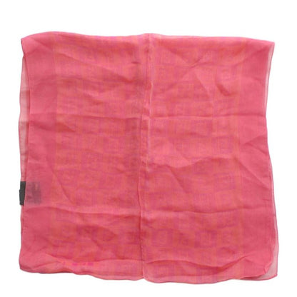 FENDI Shawl Scarf Light Hand Silk FF Logo All Over Pattern Pink XZ • GY18