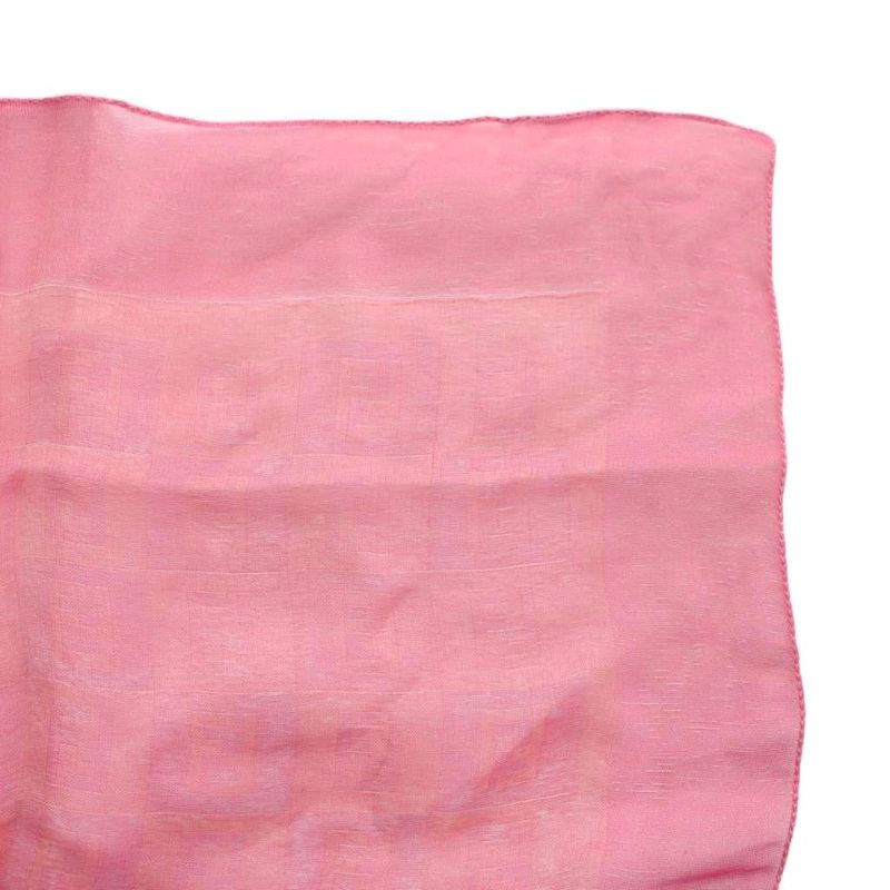 FENDI Shawl Scarf Light Hand Silk FF Logo All Over Pattern Pink XZ • GY18