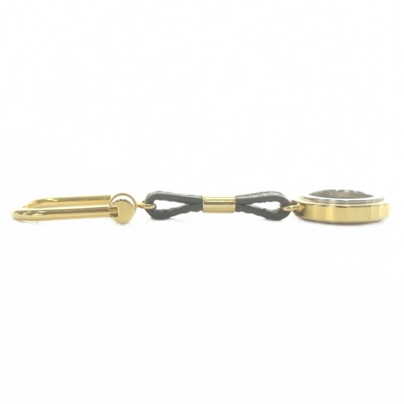 GUCCI Old GUCCI Key Ring Key Holder Leather Interlocking Gold Color Silver