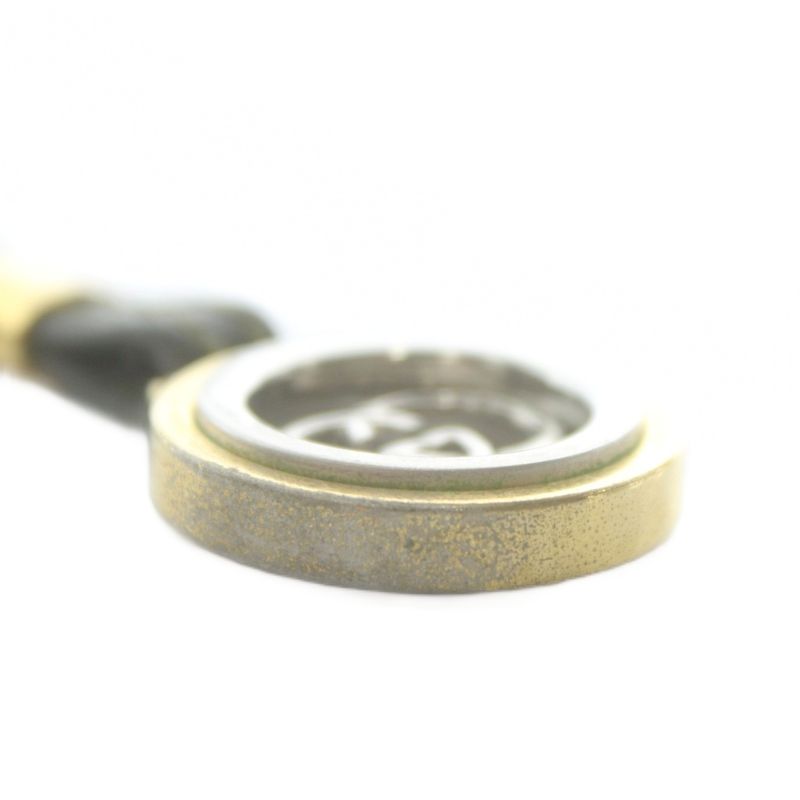 GUCCI Old GUCCI Key Ring Key Holder Leather Interlocking Gold Color Silver