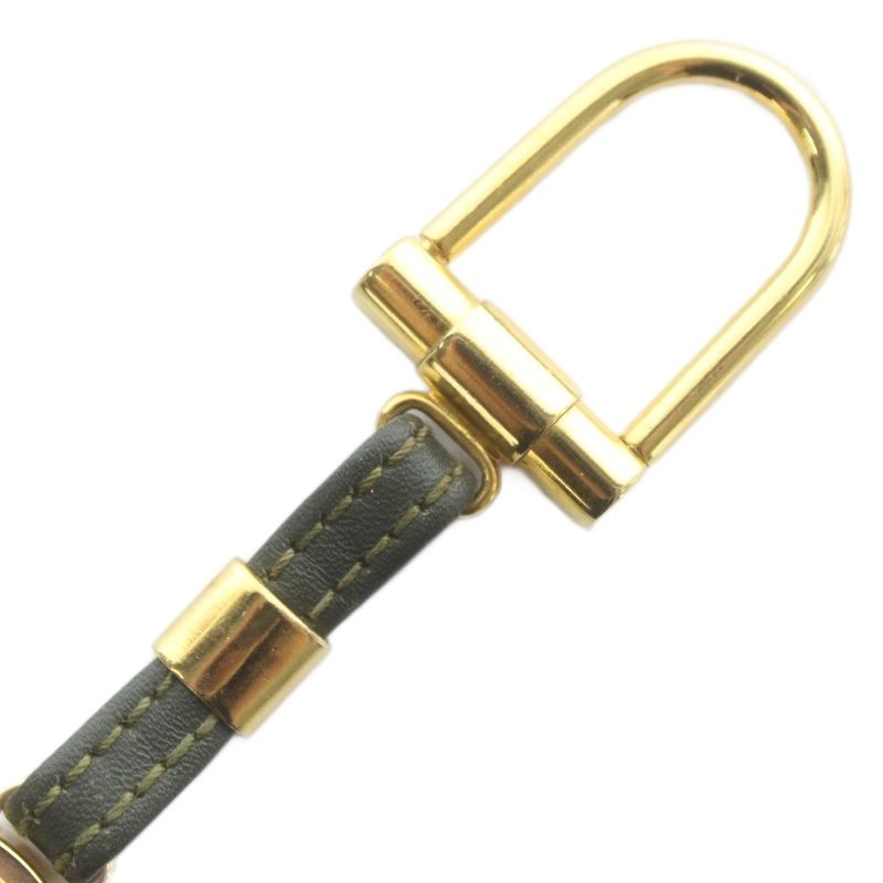 GUCCI Old GUCCI Key Ring Key Holder Leather Interlocking Gold Color Silver