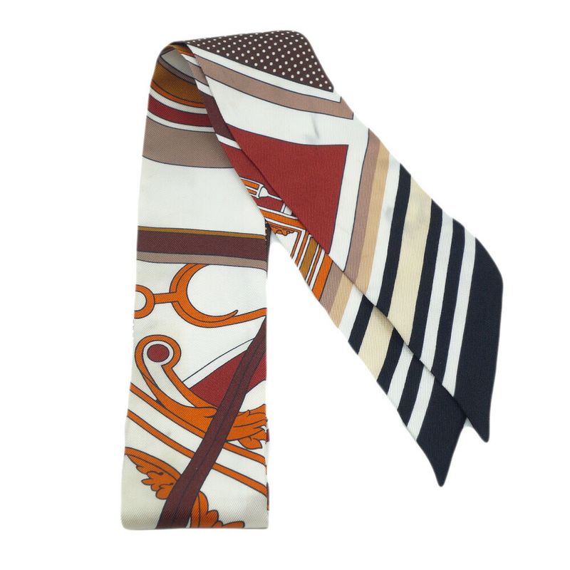 HERMES Twilly - George Washington's Carriage Detail 100% Silk Maron