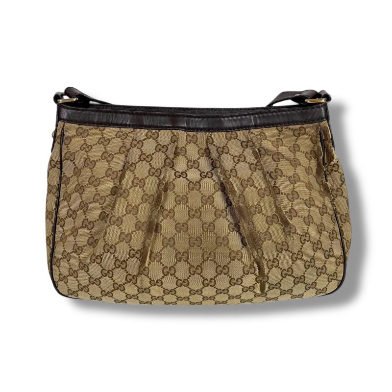 GUCCI Ski Line Shoulder Bag GG Canvas Brown 296834