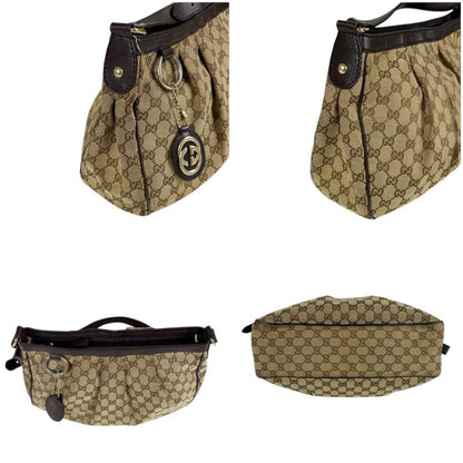 GUCCI Ski Line Shoulder Bag GG Canvas Brown 296834