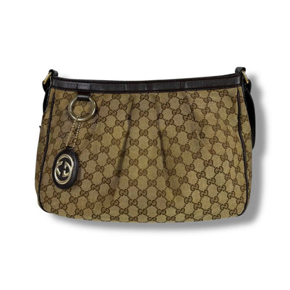 GUCCI Ski Line Shoulder Bag GG Canvas Brown 296834