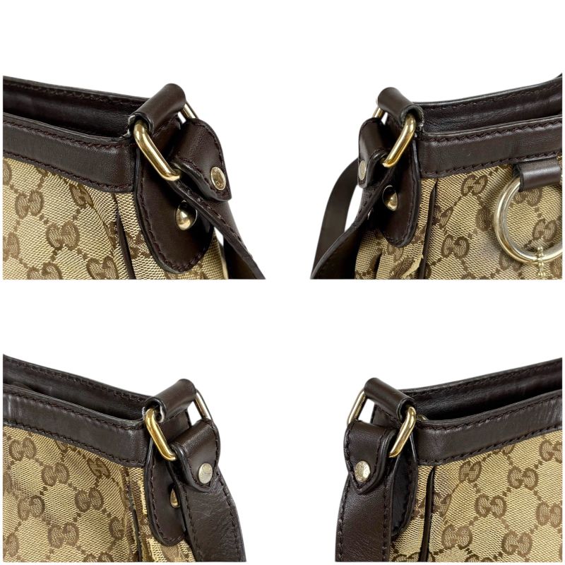 GUCCI Ski Line Shoulder Bag GG Canvas Brown 296834