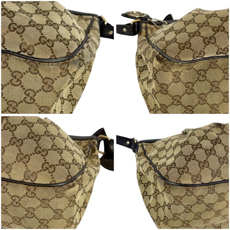 GUCCI Ski Line Shoulder Bag GG Canvas Brown 296834