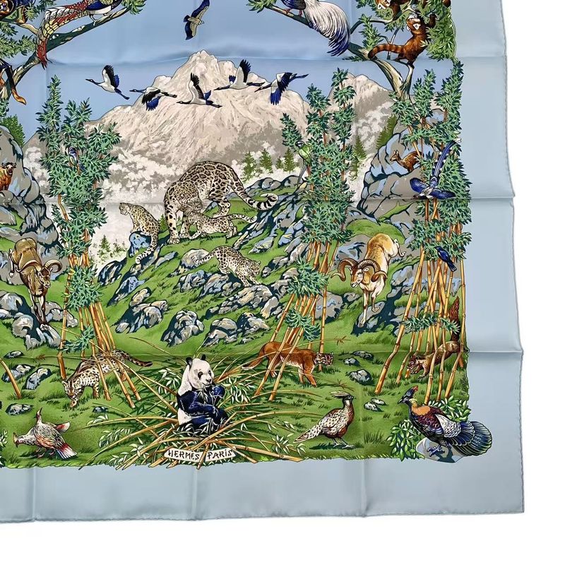 HERMES Scarf Carre 90 Silk Sichuan Blue - Box Included