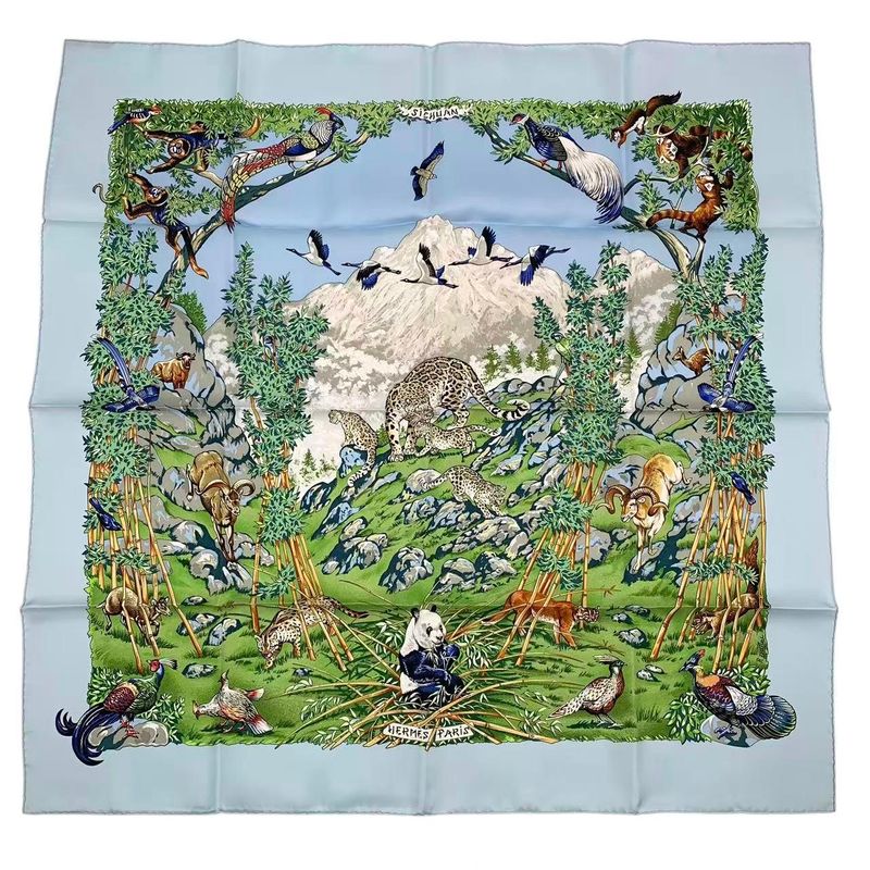 HERMES Scarf Carre 90 Silk Sichuan Blue - Box Included