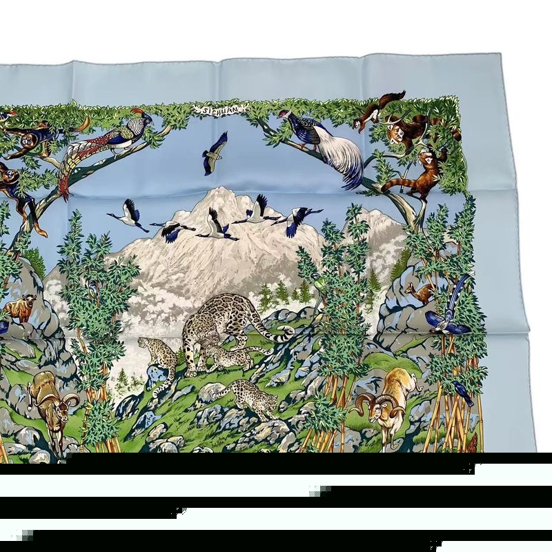 HERMES Scarf Carre 90 Silk Sichuan Blue - Box Included