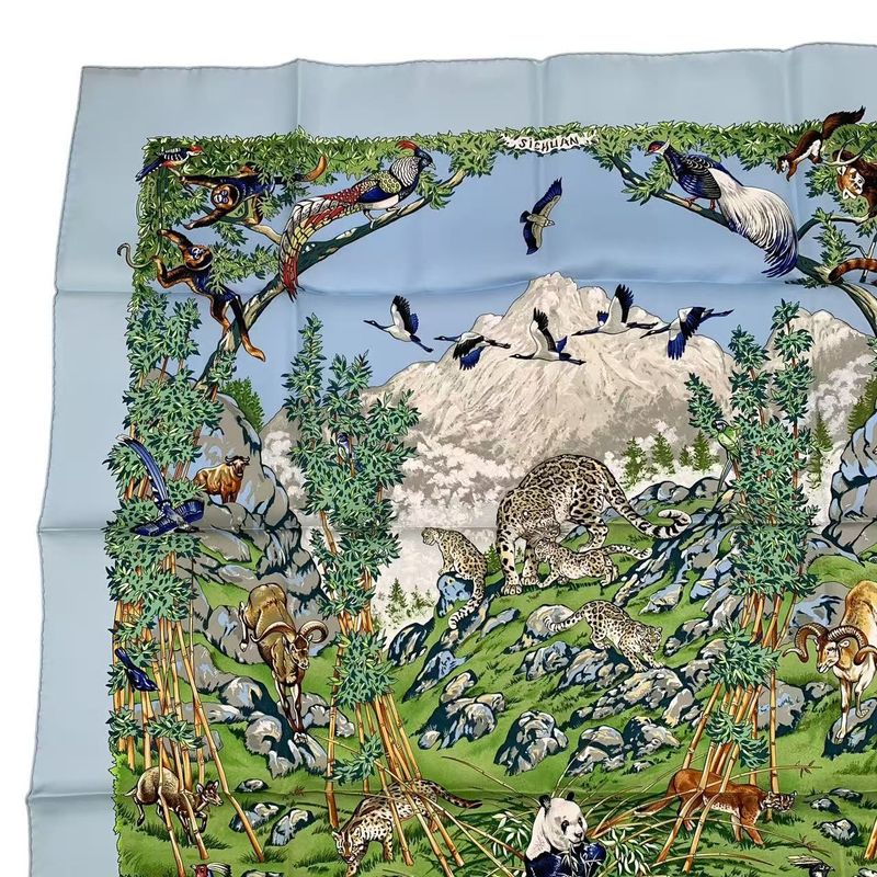 HERMES Scarf Carre 90 Silk Sichuan Blue - Box Included