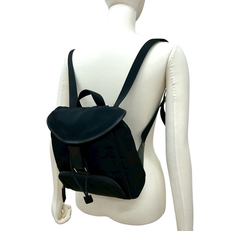 GUCCI Logo Nylon Cuff Leather Genuine Leather Mini Rucksack Sac Backpack