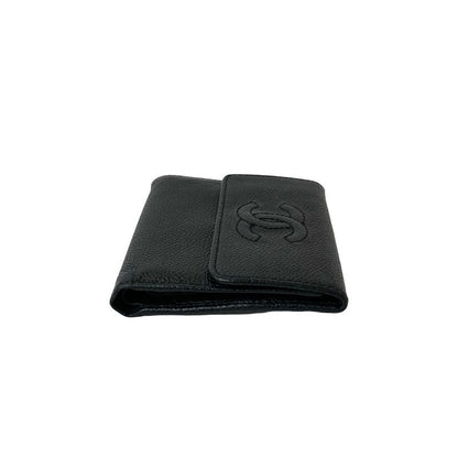 Seal No 7 CHANEL Vintage Coco Mark Caviar Skin Leather Genuine Leather Trifold