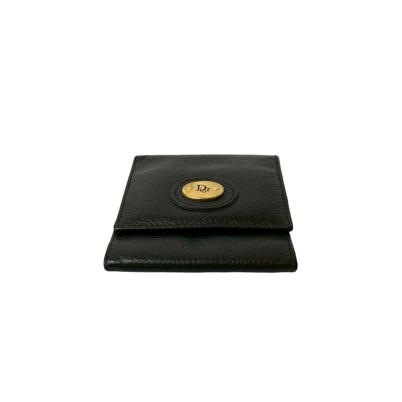 Christian DIOR Vintage Logo Hardware Leather Genuine Leather Coin Case Coin