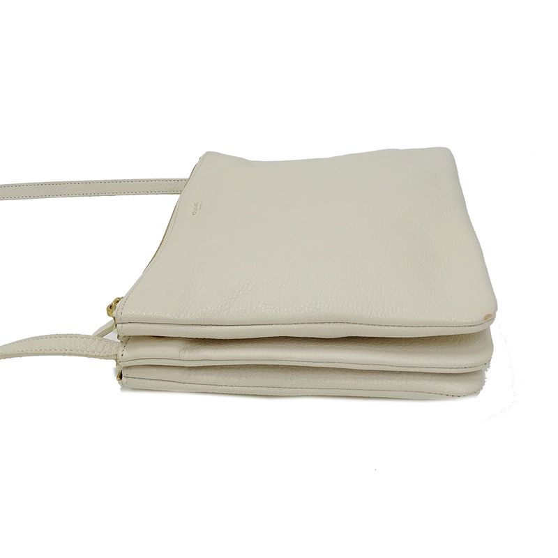 CELINE Bag Ladies Brand Shoulder Bag Trio Large Leather White Cream Going Out