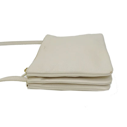CELINE Bag Ladies Brand Shoulder Bag Trio Large Leather White Cream Going Out