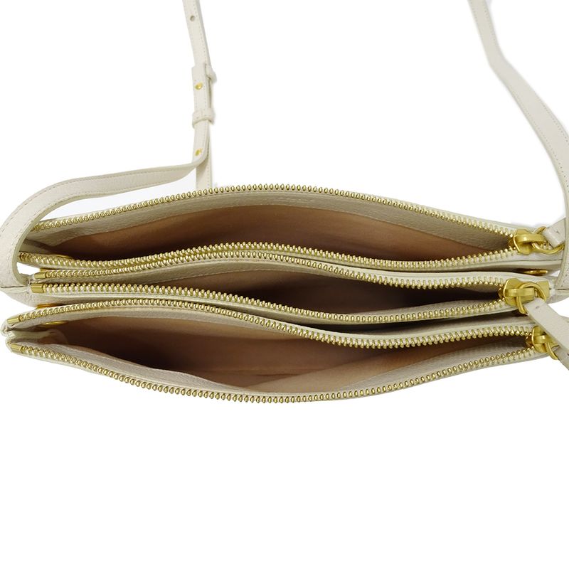 CELINE Bag Ladies Brand Shoulder Bag Trio Large Leather White Cream Going Out