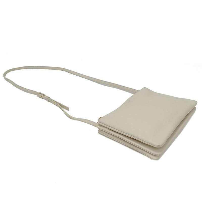 CELINE Bag Ladies Brand Shoulder Bag Trio Large Leather White Cream Going Out