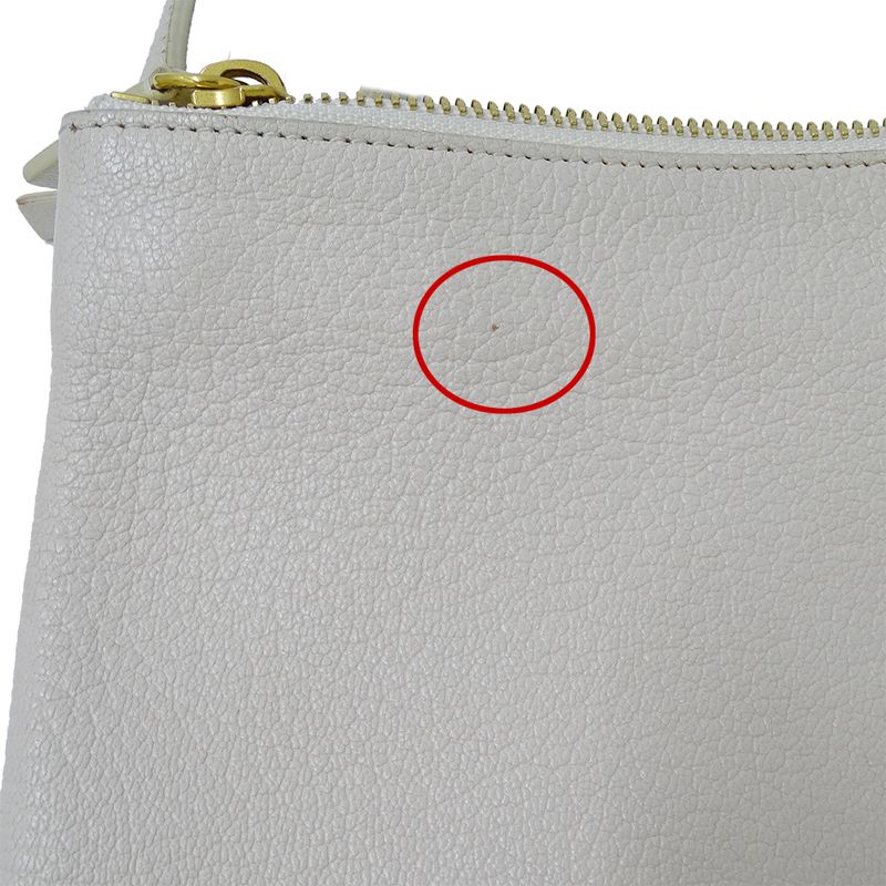 CELINE Bag Ladies Brand Shoulder Bag Trio Large Leather White Cream Going Out
