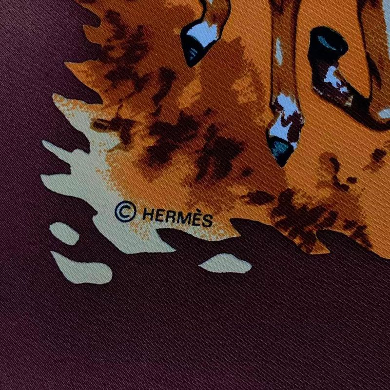 HERMES Scarf Silk Carre 90 Africa Brown Box Included