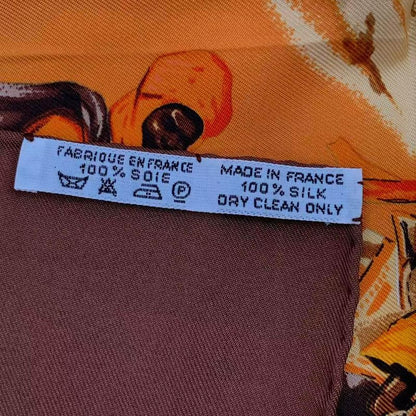HERMES Scarf Silk Carre 90 Africa Brown Box Included