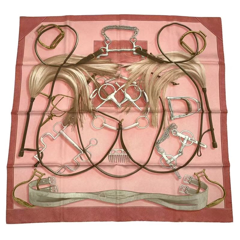 HERMES Carre 90 100% Silk Scarf Projets Carres Planning Power Pink Box Included