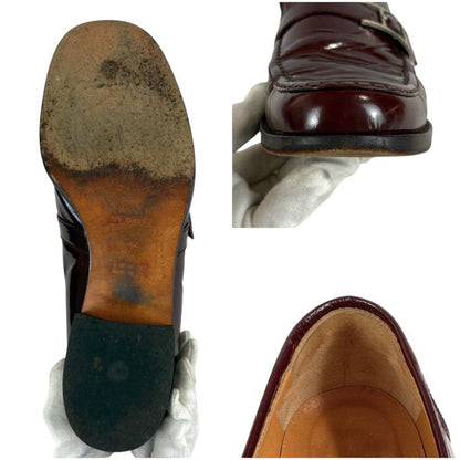 HERMES Loafer Brown Patent Leather Silver Hardware 36 Size