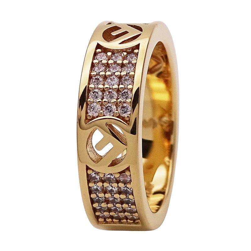FENDI Ring Women's Brand Ring F's Rhinestone Gold S Approx 10.5 Stylish Box