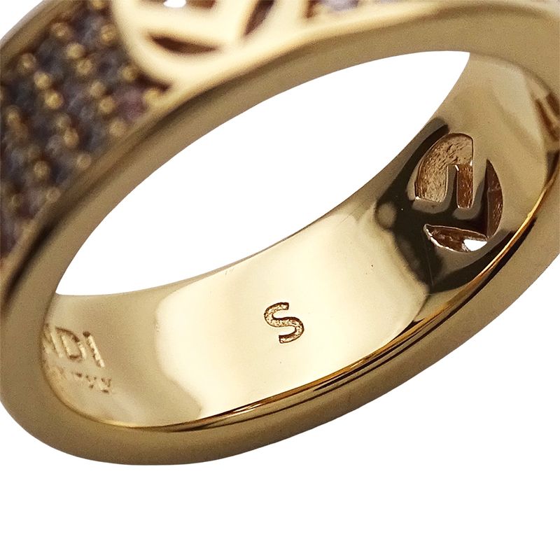 FENDI Ring Women's Brand Ring F's Rhinestone Gold S Approx 10.5 Stylish Box