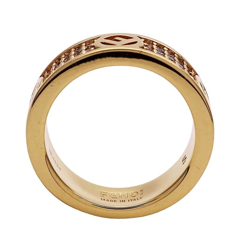FENDI Ring Women's Brand Ring F's Rhinestone Gold S Approx 10.5 Stylish Box