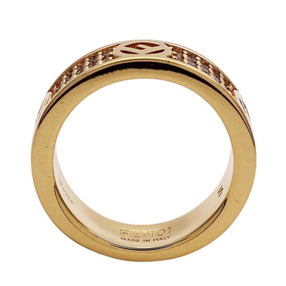 FENDI Ring Women's Brand Ring F's Rhinestone Gold S Approx 10.5 Stylish Box