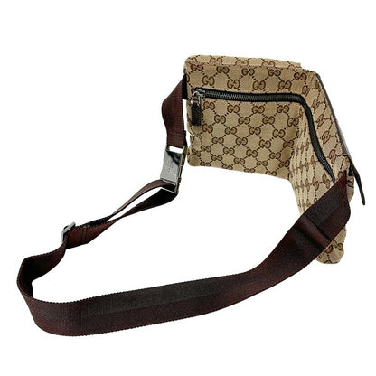 GUCCI Bag Men's Brand Body Bag Waist Bag GG Canvas Beige Brown 28566 Fashionable