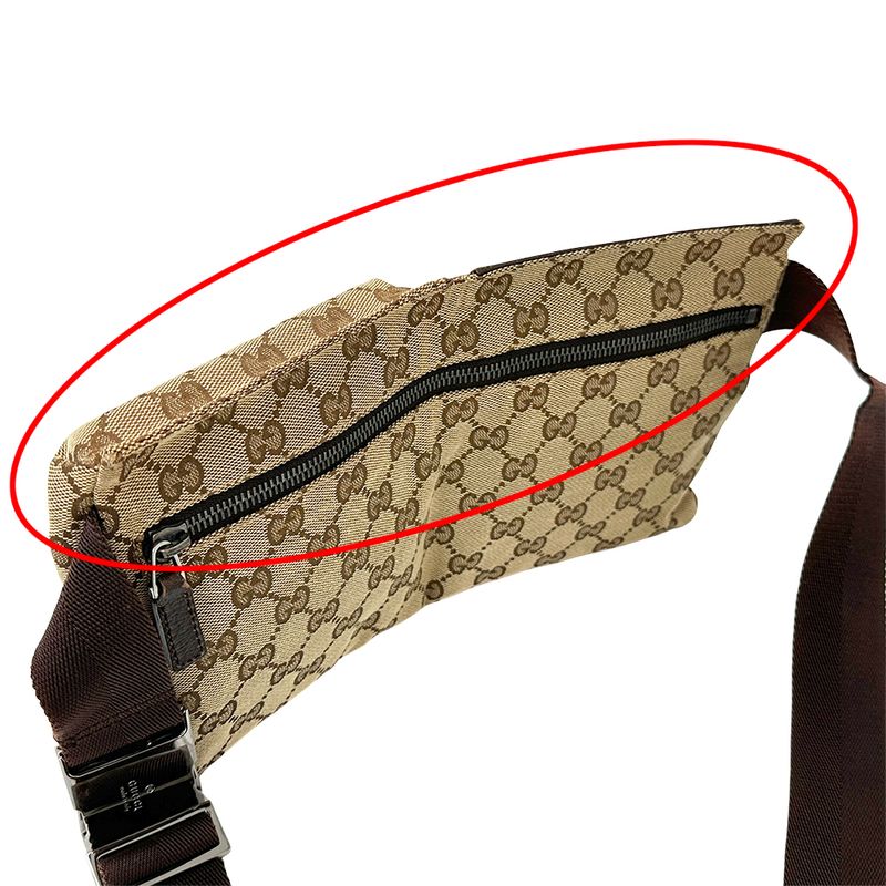 GUCCI Bag Men's Brand Body Bag Waist Bag GG Canvas Beige Brown 28566 Fashionable