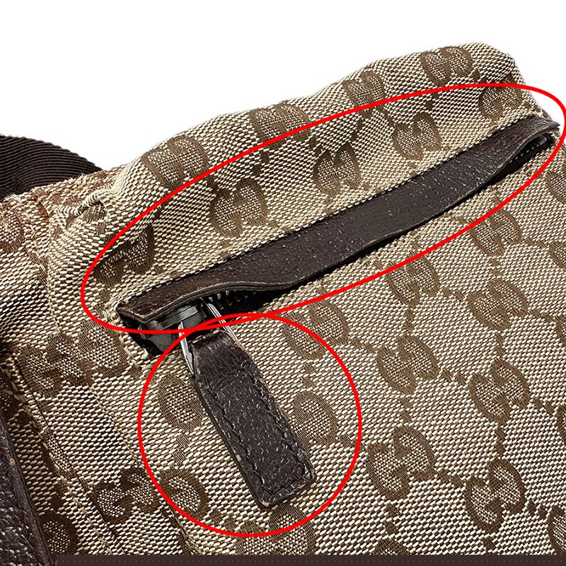 GUCCI Bag Men's Brand Body Bag Waist Bag GG Canvas Beige Brown 28566 Fashionable