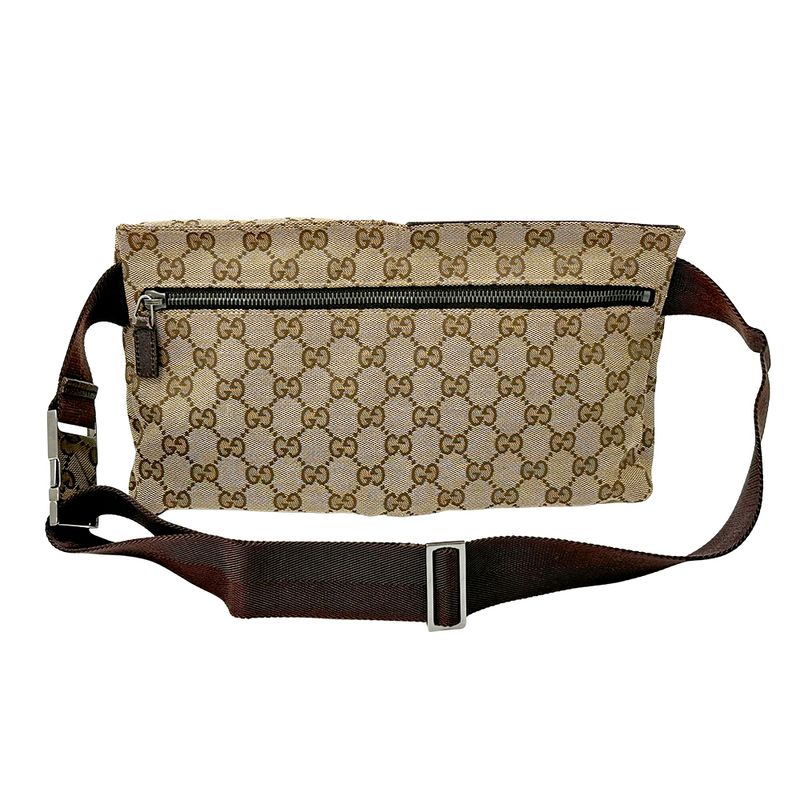GUCCI Bag Men's Brand Body Bag Waist Bag GG Canvas Beige Brown 28566 Fashionable