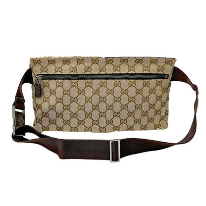 GUCCI Bag Men's Brand Body Bag Waist Bag GG Canvas Beige Brown 28566 Fashionable