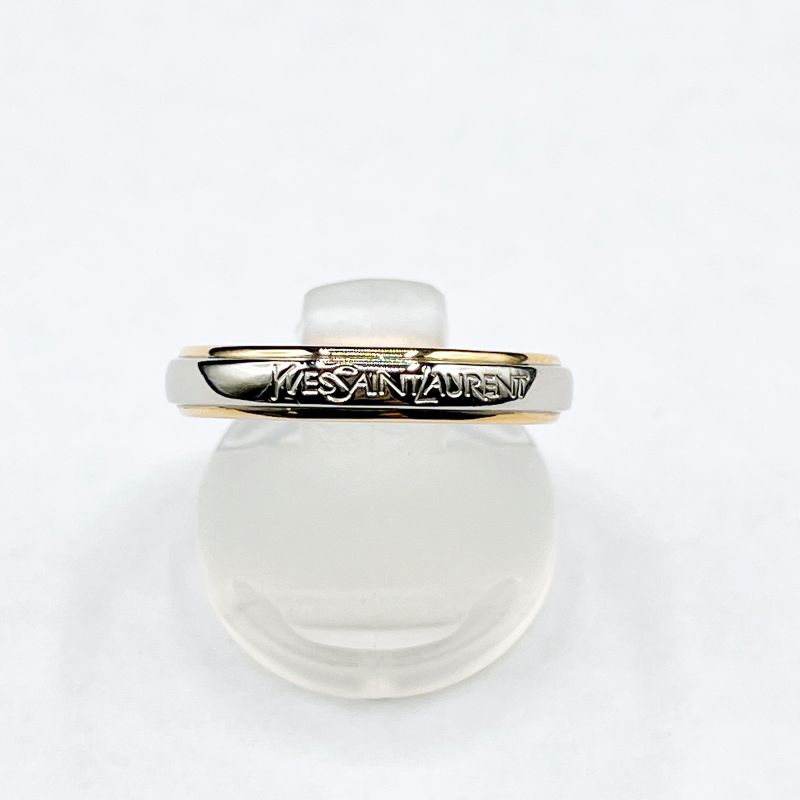 Yves Saint Laurent Logo Platinum Yellow Gold Ring Approx 14 Y