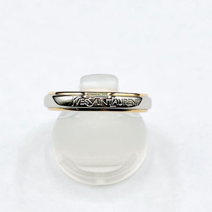 Yves Saint Laurent Logo Platinum Yellow Gold Ring Approx 14 Y